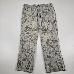 Anthropologie Hei Hei Womens Beige Olive Low Rise Floral Slim Cargo Pants Sz 10